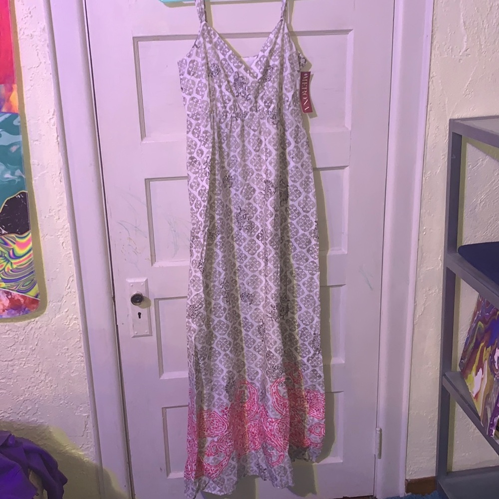 Merona Grey & Pink Patterned Maxi Summer Dress